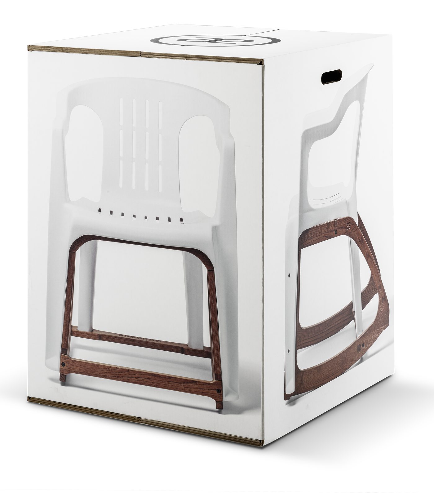 The Monobox: a white box printed with the chair at full size